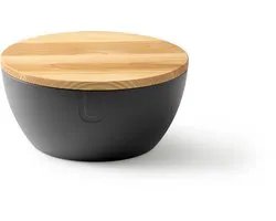 Saladier/bol de service biosourcé UBITE avec couvercle/planche à découper - Noir Zwart - durable - 27 cm