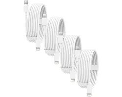USB C vers Convient pour : Câble USB Lightning - Câble de charge 1,5 mètre 4x - Convient pour : Apple iPhone / iPad 6, 7, 8, X, XS, XR, 11, 12, 13, 14, Mini, Pro Max et iPad Air 1/2, 2017/2018, 10.2 - Chargeur rapide Chargeur USB-C - Wit