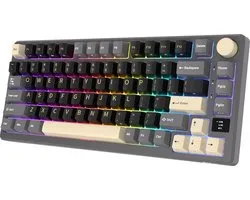Royal Kludge RKM75 - Clavier de Gaming mécanique RVB - Avec écran - Toucher mousse - Noir fantôme - Bluetooth - Switch remplaçable à Hot - Interrupteurs argentés - Housse anti-poussière incluse