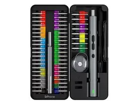 DrPhone PowerDrive Ultra 58-en-1 Tournevis de Précision Électrique – Rechargeable USB-C – Éclairage LED 3x – Magnétiseur – Poignée Double – Embouts en Acier S2 – Kit de Réparation pour Téléphone, Ordinateur Portable, Console et Montre
