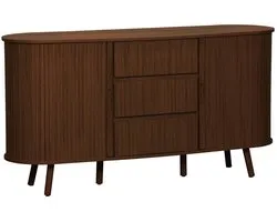 sweeek - Scandinavisch dressoir gegroefd houteffect 2 schuifdeuren en 3 lades 150cm - legacy