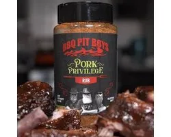 BBQ Pit Boys Pork Privilege Rub – Rub de porc épicé avec une touche sucrée et épicée – 230 g – Sans gluten