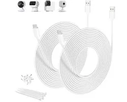 Câble de recharge USB A vers USB C 6M 2 Pièces, Long câble de rallonge USB C | Câble pour caméra de sécurité, Eufy SoloCam C210/S340/S220, Indoor Cam S350/C220, EufyCam 3/S330, 3C/S300, TP Link Tapo 2K C120