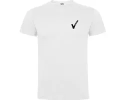 Wit T-shirts met Beveiliging / Security met als borstlogo het bekende V-tje en als ruglogo SECURITY - voor PROFESSIONALS, merk ROLY Maat L
