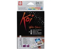 Sakura Koi Water Colors Set 24 halve napjes + Iriserend Medium Tube