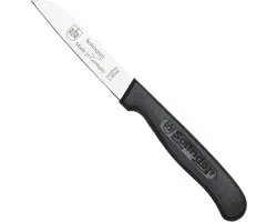 RÖR Solingen Couteau à Eplucher Pommes de Terre - Inox - Droit - Lame 7,5 cm - Manche Plastique Zwart - Antidérapant