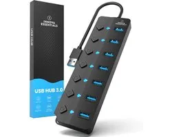 Innova Essentials Hub USB 3.0 - 7 Portes - 5Gbps - Lumière LED Blauw - Zwart