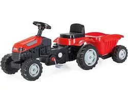 LEMODO kindertractor vanaf 3 jaar - Rood - Met aanhanger - Traptractor met claxon voor binnen en buiten