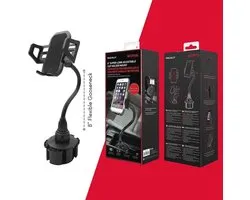 Porte-gobelet de voiture avec col de cygne flexible et support de téléphone réglable à 360° - Universel pour appareils mobiles jusqu'à 4,1 pouces
