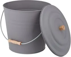 asemmer met deksel - 12 liter - staal - open haard - kolenemmer - pelletemmer