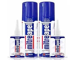 Mitreapel Secondelijm met Activator – 200 ml – 2 stuks – Superlijm – Sterke Secondelijm – Snelle en Betrouwbare Reparaties in Seconden - Twee-componentenlijm - Super Glue Instant Adhesive with Activator