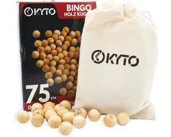 Jeu de boules en bois Kyto Bingo 75 pièces Jeu de Bingo doré, de luxe, boule de base ⌀ 1,5 cm