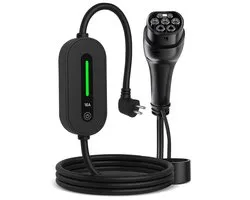 E-com professor EV thuislader auto lader Type 2 - 3.5 KW - 5 meter - IP66 waterdicht - Zwart