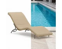 Chaise longue - Jardin - Transat - Transat - Chaise longue - Résistant aux intempéries - Réglable - Extérieur - Pliable - Beige