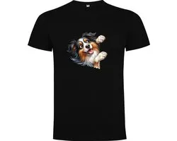 Zwart t-shirt met afbeelding van de Australische herder - Australian Sheperd - hond - 1599 - Maat M