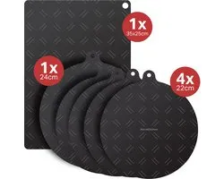 AoraKitchen Inductie Beschermer - 6 Pièces - Résistant à la Chaleur jusqu'à 250 °C - Protection Plaque de Cuisson - Protection Antidérapante Induction - Zwart