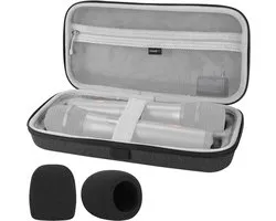 GEEKRIA for Creators Draadloze Microfoon Case Compatibel met JBL Draadloos Twee Microfoon Systeem, met 2 Packs Mic Foam Cover, Geschikt voor 2 Microfoons, Ontvangers, Adapters, AA Batterijen