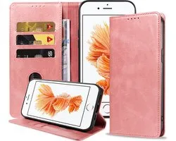 Smartphonica iPhone 6/6s Plus leren hoesje met magnetische sluiting - Roze geschikt voor iPhone 6/6s Plus