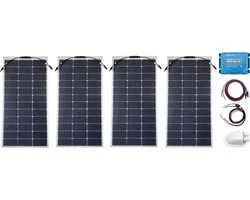 Bluetooth Set Flexibel Zonnepaneel 440Wp Caravan, Camper, Boot, Tent - MPPT Victron Energy laadregelaar 100/30 - Zonnepaneel Compleet Pakket - Kabel met connectoren- Plug-Play set schematische tekening en handleiding-Monokristallijn