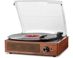 Platenspeler Bluetooth – 3 Snelheden – Vinyl Record Player met Ingebouwde Speakers – Draagbaar Retro Design – 7/10/12 inch Platen – Oranje