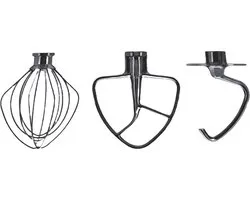 KitchenAid 5KSM5TH3PSS - Keukenmachine Accessoire Set - RVS - Garde, deeghaak, platte menghaak