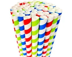 Bubble Tea Rietjes - Grote Rietjes - Dranken Drinken - Biologisch Afbreekbaar Papier - 12mm x 197mm - Kleurrijk Gestreept