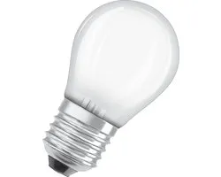 Lampe LED OSRAM Energy Class en forme de mini ampoule classique, 3,8 W / 806 lm, EEK A, lumière blanc chaud (2700 K), CRI 80, en verre mat sans plomb, culot E27 , IP20, diamètre 45 mm.