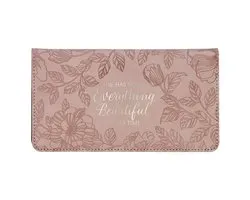 Christian Art Gifts Premium Vegan Leather Scripture Checkbook Cover for Women: Everything Beautiful Inspirational Bible Verse Money Accessory, Duplica