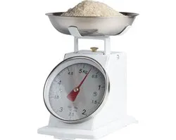Löwenthal Kwaliteits Keukenweegschaal met Kom - Analoog - 5kg - RVS Kom - WIT