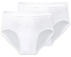 SCHIESSER Cotton Essentials sportslips (2-pack) - Doppelripp met gulp - wit