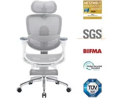 Sihoo Doro C300 Pro V2 JT - Ergonomische Bureaustoel met Full-Body Support Systeem, Zelfaanpassende Lendensteun 2.0, 3D Superwide Hoofdsteun, 8D Bionische Armleuningen, Verstelbare Zitdiepte (43-47 cm) en 135° Kantelmechanisme-Geschikt tot 150kg Wit