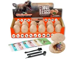 Allerion Dino Graaf Kit - 12 Dino Eieren – Speelset - Archeologie - Educatief Speelgoed - Inclusief Borstels, Beitels en Informatiekaartjes