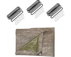 Talentools - Bâche grise 5 x 8 mètres avec 25 caoutchoucs de tension et crochets en S