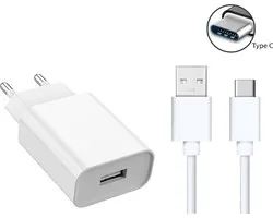 BSTNL USB Stekker - 5V 2A Stekker - USB Adapter - USB A naar USB C Kabel 1 Meter - Power Adapter - Geschikt voor al jouw USB-C Apparaten - Universeel - Wit