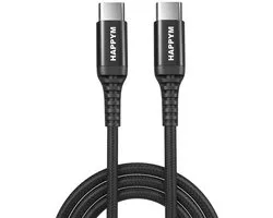 Câble USB C vers USB C 5 m – Charge rapide et transfert de données – Noir – Compatible avec Samsung, iPhone 15/ iPhone 16, MacBook