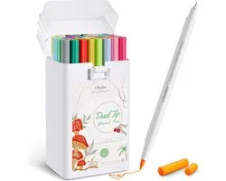 Ohuhu - Brush & Fineliner - Dual Tip Journal Brush markers - waterbasis - set van 40
