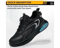 Safety shoes for men and women, lightweight work shoes, breathable, comfortable, safety shoes, lacing, swivel buckle, quick adjustable