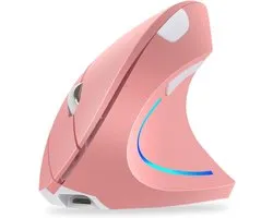 2,4 GHz draadloze ergonomische verticale muis met 4 instelbare DPI 800/1200/1600/2400, 6 knoppen, compatibel met pc, desktop en Mac - roze