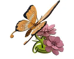 Vlinder met bloem - 3D Puzzel met Handleiding - DIY - Miniatuur Modelbouw Hout Kinderen en Volwassenen - Houten bouwpakket - Assemblr