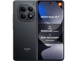 Xiaomi REDMI Note 15 5G - 6 GB RAM - 128 GB - Zwart - 5520 mAh batterij met slank ontwerp - Robuust schermglas - IP65 stof- en waterbestendig