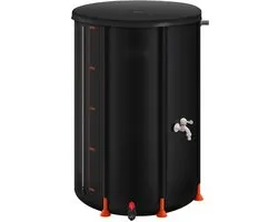 Regenton - Opvouwbare Regenwaterton 250 L - 500D PVC - Met Kraan - Overloopset - Draagbaar - Zwart