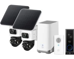eufy Security Kit de 2 caméras eufyCam S4 - blanc + sonnette vidéo sans fil eufy C30 2K 2K - Zwart (batterie)