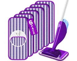 6 stuks herbruikbare dweilpads voor de Swiffer WetJet Spray Mop - navulling voor natte pads - machinewasbaar - geschikt voor nat en droog gebruik op hardhouten vloeren - vinyl - steen en glas