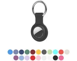 JUALL AirTag Porte-clés - AirTag Hanger - AirTag Case - Convient pour Apple AirTag - Siliconen Zwart