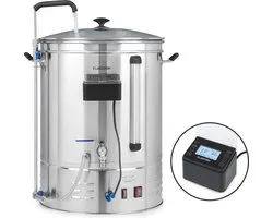 Klarstein Brauheld Pro Maischketel, Bierbrouwinstallatie, Inhoud: 70 Liter, 100–3300 W, MemoryBrew: 11 Programmeerbare Stappen, Timer, 30–100 °C, anti-Aanbrand Circulatiesysteem, RVS - LCD Display - Heater - Verwarming