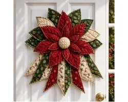 DIY kerstkrans kit - Kerstkrans - DIY Patchwork Set - kerstkranspakket van stof - kerstkrans met patchwork - kerstkrans pakket - kerstkrans maken - kerstkrans maken met stof - DIY Handwerkset - Stijl B
