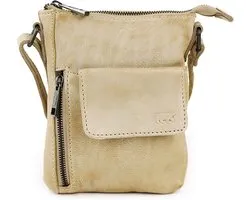 Bear Design Davide Kleine Leren Crossbodytas / Schoudertas Dames - Leer - Feather Beige