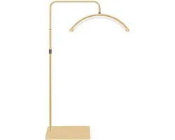 Halve Maan LED Salonlamp 36W - Dimbaar - Instelbare Kleurtemperatuur 3200-5600K - 1,8 m Verstelbaar Statief - Met Telefoonhouder & Afstandsbediening - Goud
