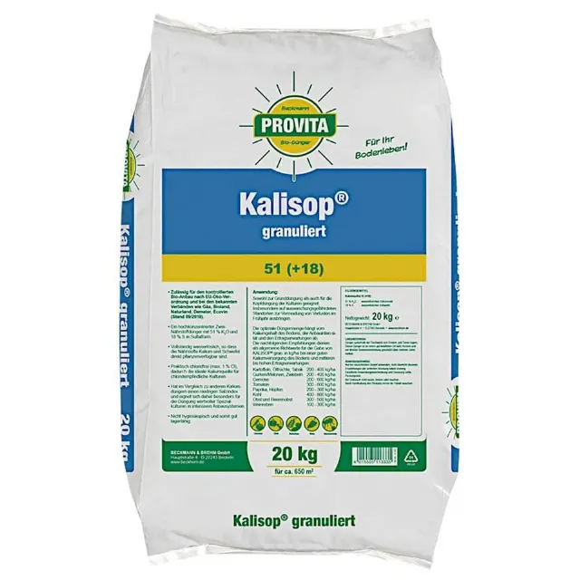 BECKMANN PROFI Provita Kalisop granulé 20 kg Engrais pour cultures Améliorateu