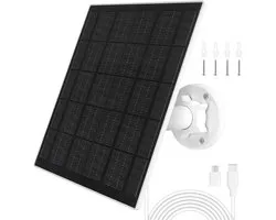 Zonnepaneel voor Eufy Camera, 5W Oplaadbaar, 360° Draaibaar, IP65 Waterdicht, Geschikt voor Eufycam 3/3C/2/2 Pro/2C/2C Pro/E/E20/E40/L20/L40, Duurzame Energieoplossing